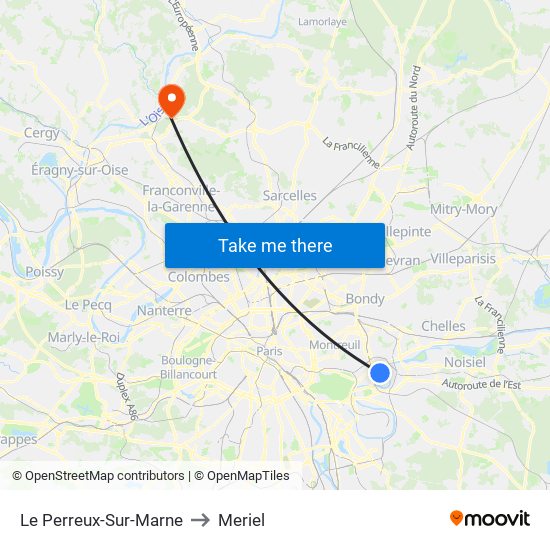 Le Perreux-Sur-Marne to Meriel map