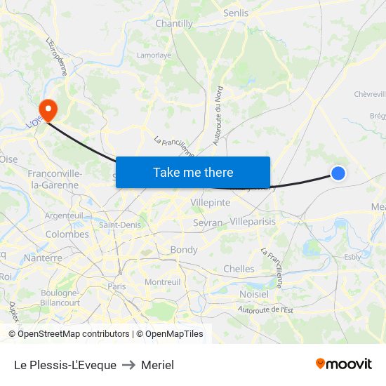 Le Plessis-L'Eveque to Meriel map