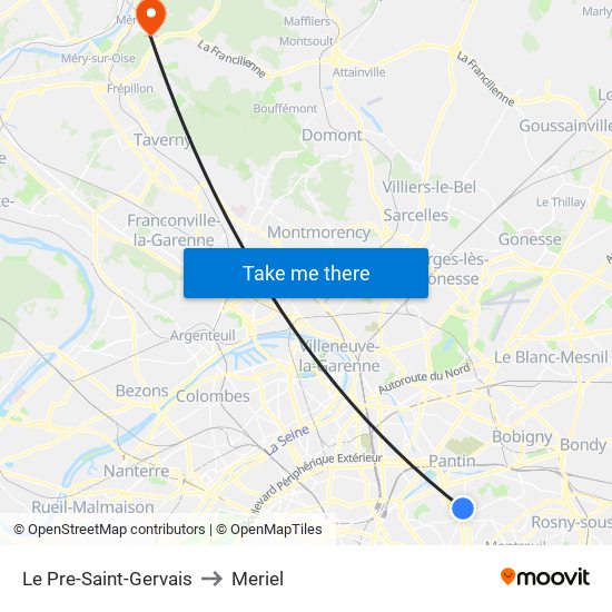 Le Pre-Saint-Gervais to Meriel map