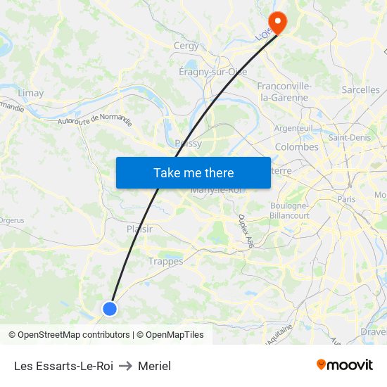 Les Essarts-Le-Roi to Meriel map