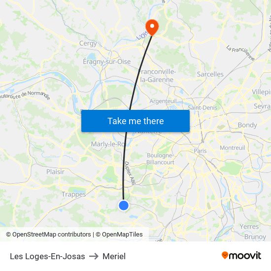 Les Loges-En-Josas to Meriel map