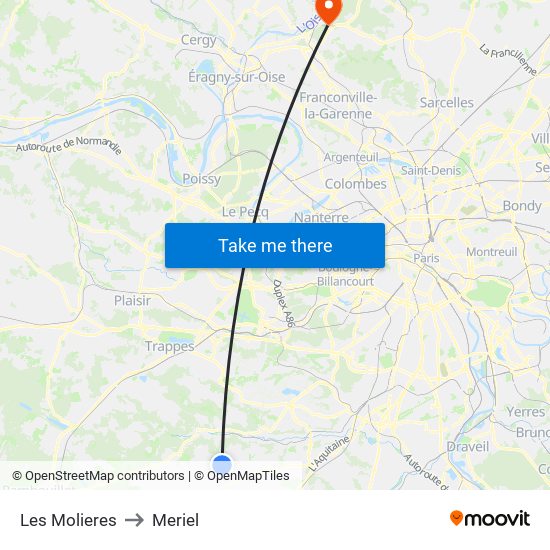 Les Molieres to Meriel map