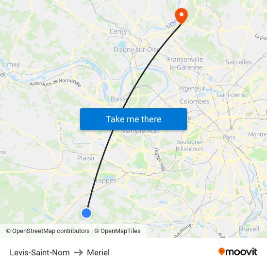 Levis-Saint-Nom to Meriel map