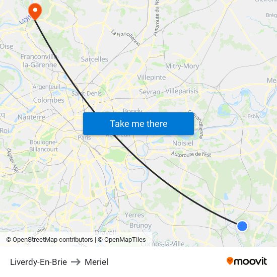 Liverdy-En-Brie to Meriel map