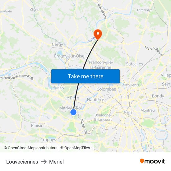 Louveciennes to Meriel map