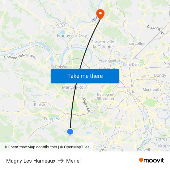 Magny-Les-Hameaux to Meriel map