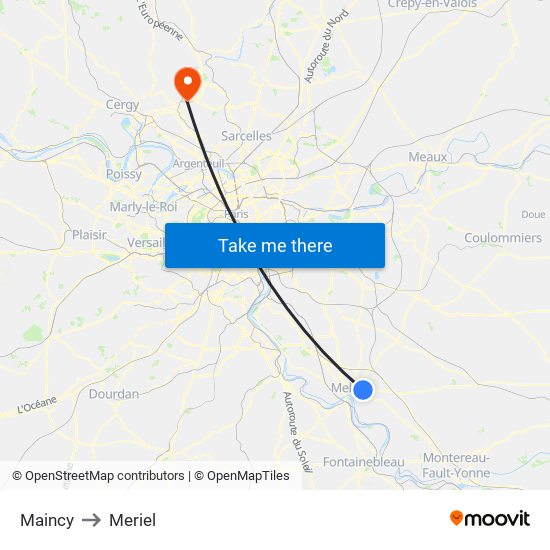Maincy to Meriel map