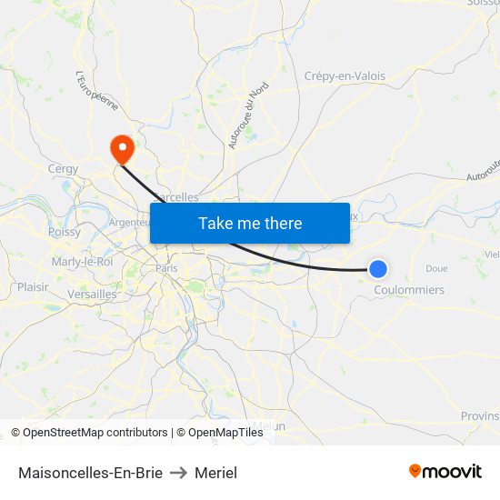 Maisoncelles-En-Brie to Meriel map