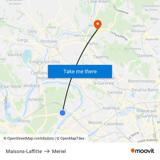 Maisons-Laffitte to Meriel map