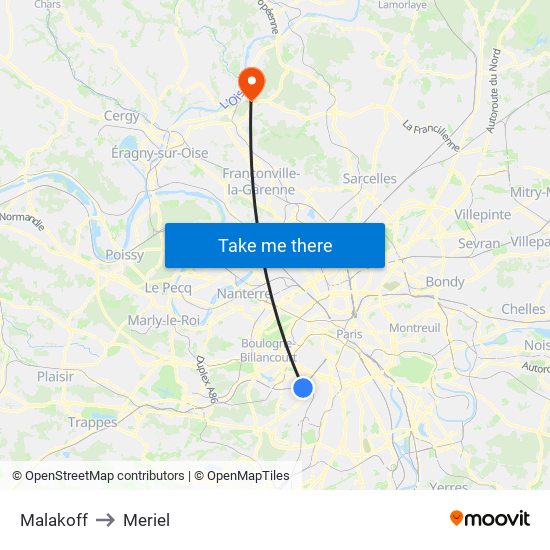 Malakoff to Meriel map