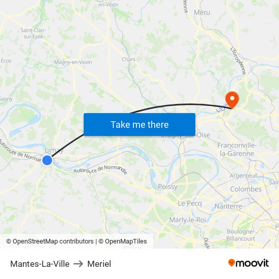 Mantes-La-Ville to Meriel map