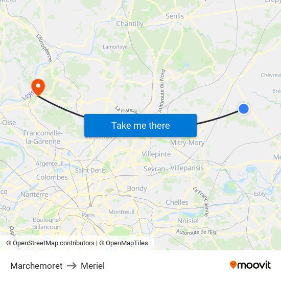 Marchemoret to Meriel map