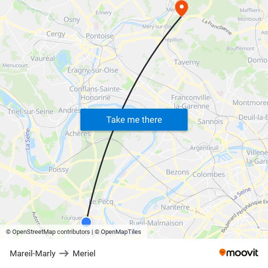 Mareil-Marly to Meriel map