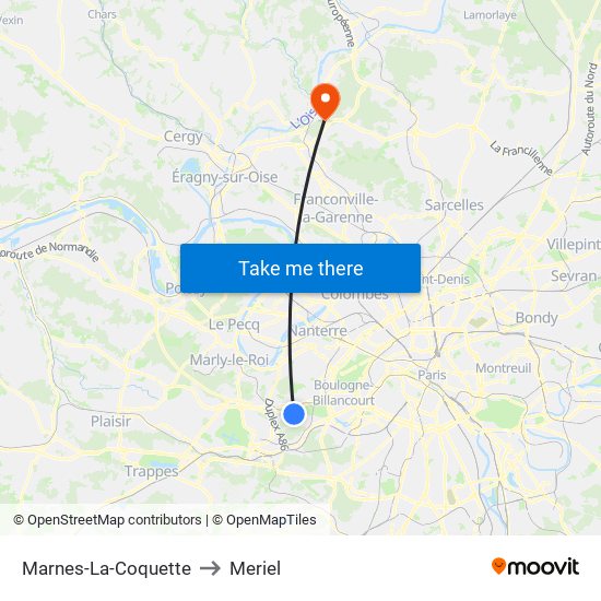 Marnes-La-Coquette to Meriel map