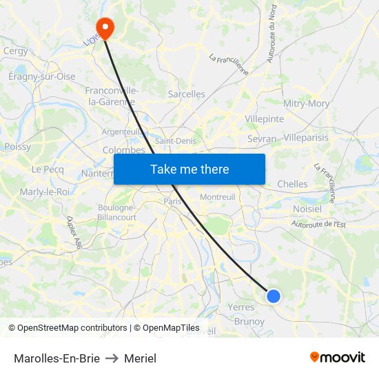 Marolles-En-Brie to Meriel map