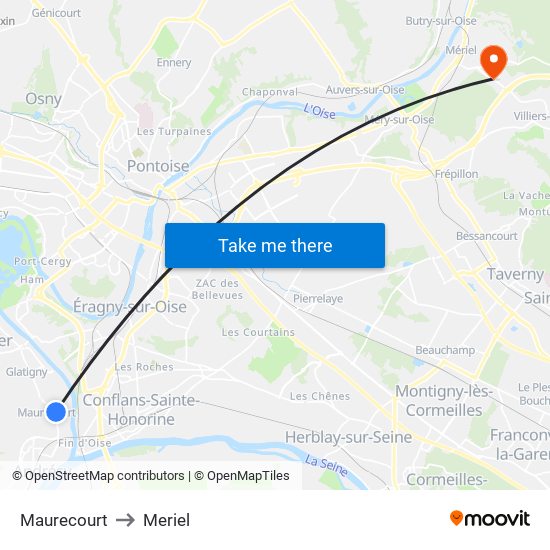 Maurecourt to Meriel map