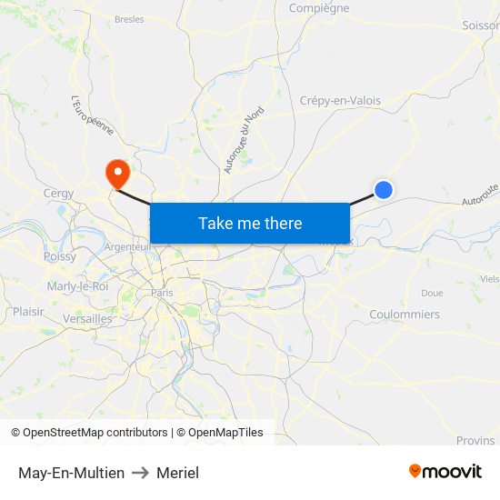 May-En-Multien to Meriel map