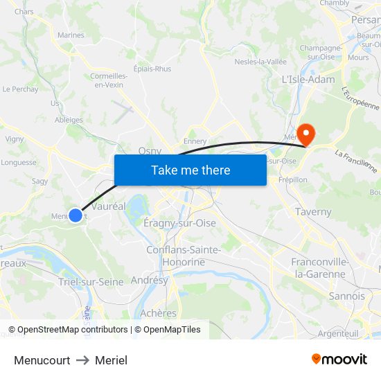 Menucourt to Meriel map