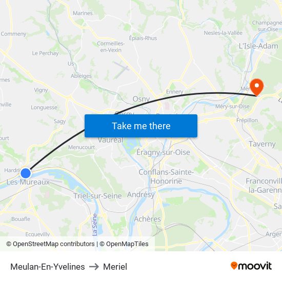 Meulan-En-Yvelines to Meriel map