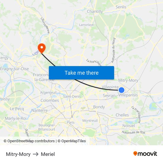 Mitry-Mory to Meriel map