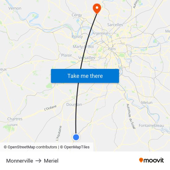 Monnerville to Meriel map