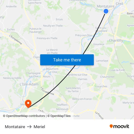 Montataire to Meriel map