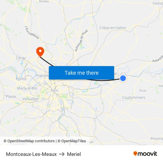Montceaux-Les-Meaux to Meriel map