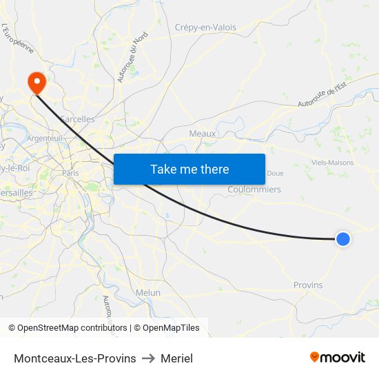 Montceaux-Les-Provins to Meriel map