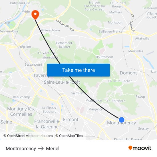 Montmorency to Meriel map