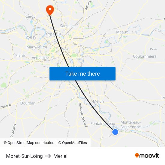 Moret-Sur-Loing to Meriel map