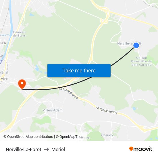 Nerville-La-Foret to Meriel map