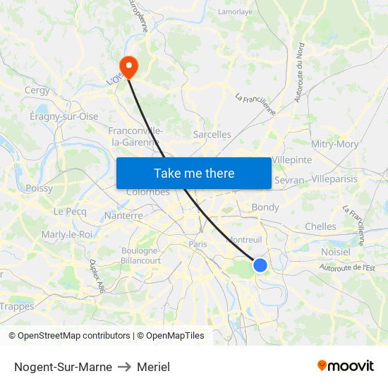 Nogent-Sur-Marne to Meriel map