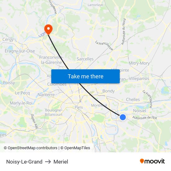 Noisy-Le-Grand to Meriel map
