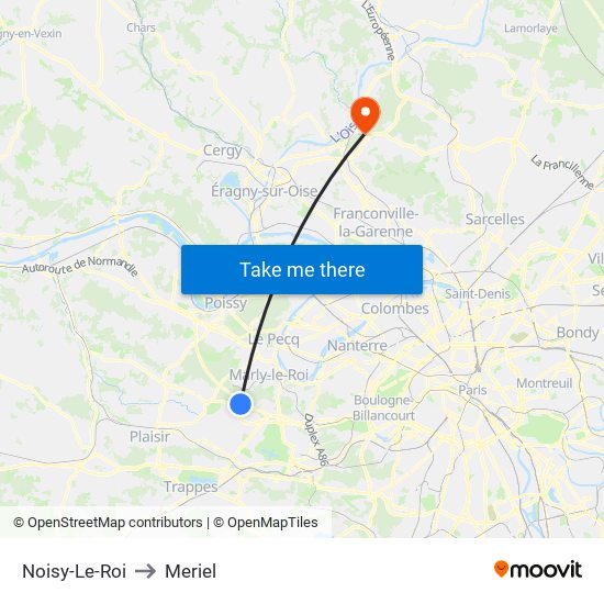 Noisy-Le-Roi to Meriel map