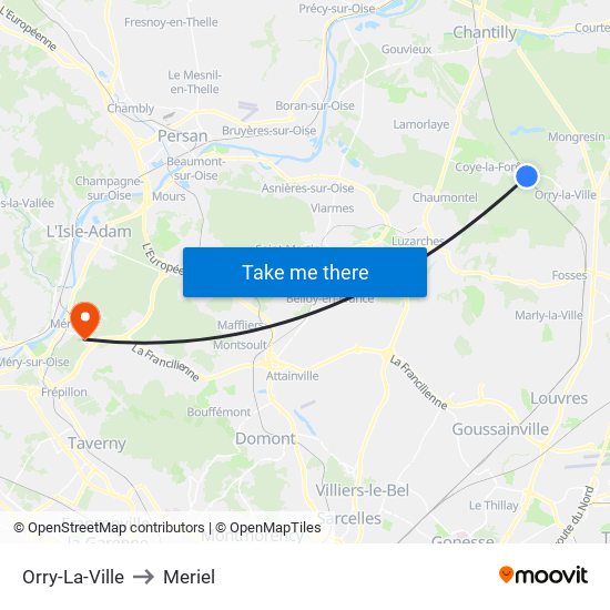 Orry-La-Ville to Meriel map