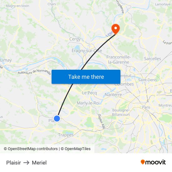 Plaisir to Meriel map