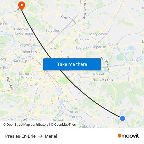 Presles-En-Brie to Meriel map