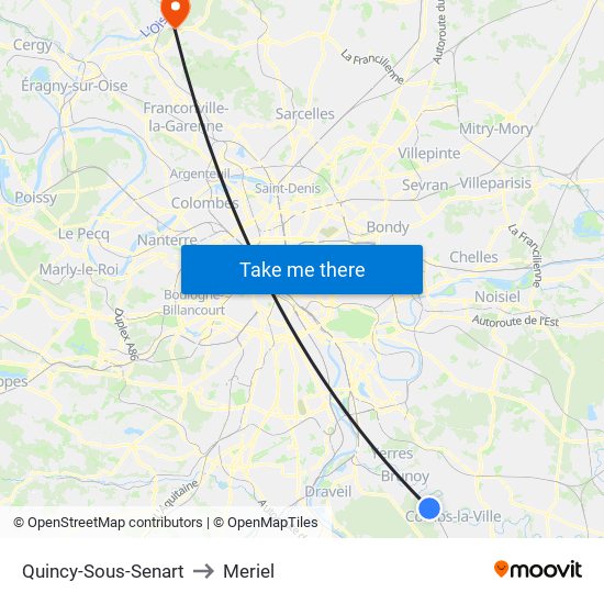 Quincy-Sous-Senart to Meriel map