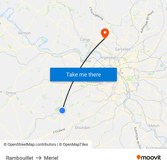 Rambouillet to Meriel map