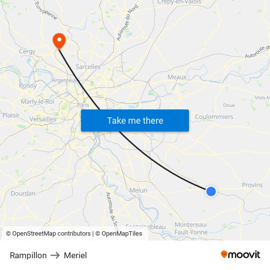 Rampillon to Meriel map