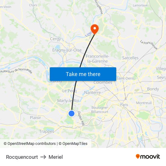 Rocquencourt to Meriel map
