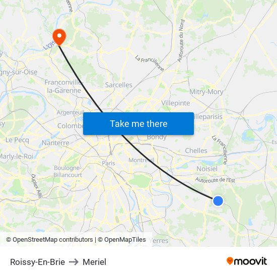 Roissy-En-Brie to Meriel map