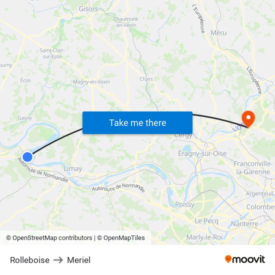 Rolleboise to Meriel map