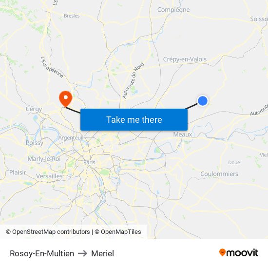 Rosoy-En-Multien to Meriel map