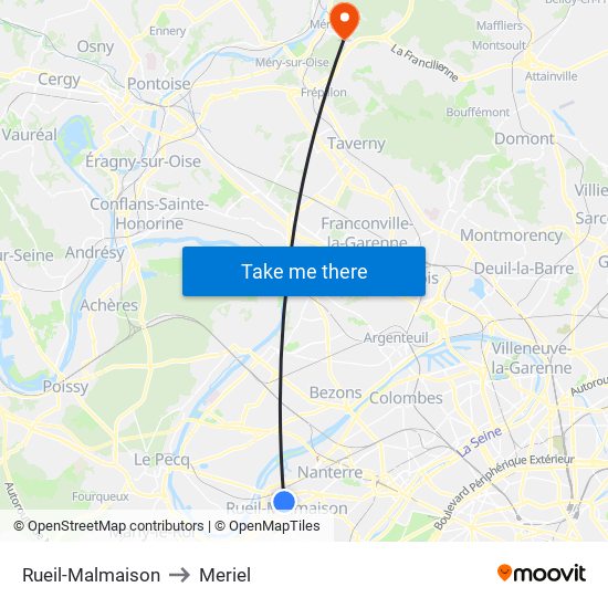 Rueil-Malmaison to Meriel map