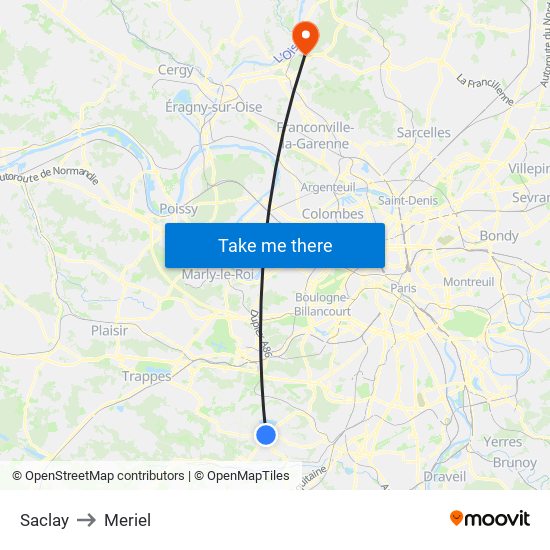 Saclay to Meriel map