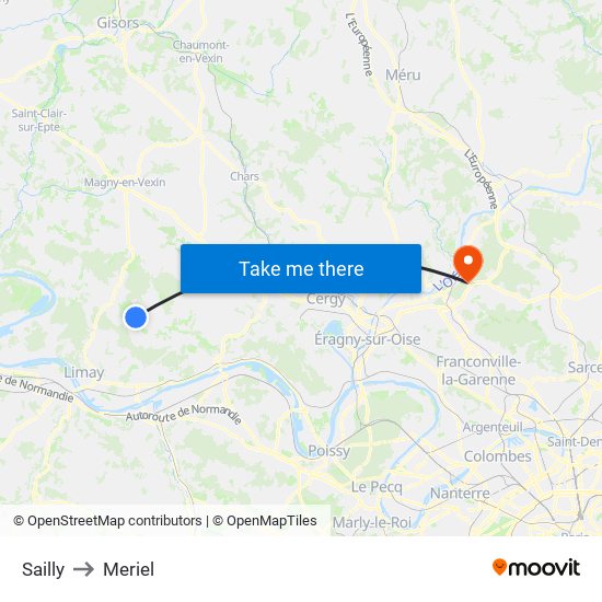 Sailly to Meriel map