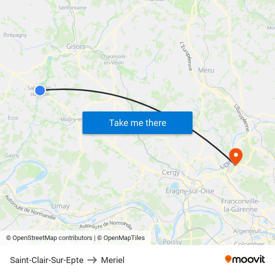 Saint-Clair-Sur-Epte to Meriel map