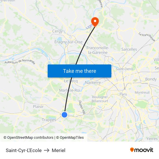 Saint-Cyr-L'Ecole to Meriel map