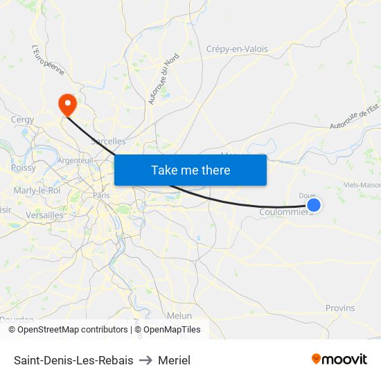 Saint-Denis-Les-Rebais to Meriel map